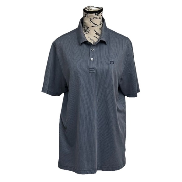 Travis Mathew Grey Striped Great The Zinna Polo Preppy Golf Rugby Mens Outdoor - Picture 2 of 10